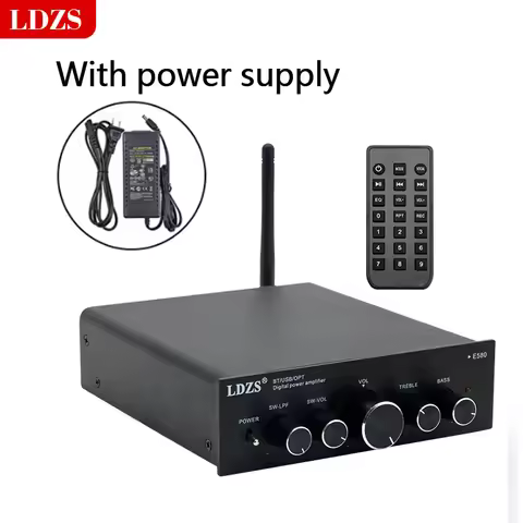 2023 New LDZS E580 Bluetooth Sound Power Amplifier 2.1 Channel Amp Audio Reciver for Speaker Subwoof