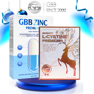 COMBO hỗ trợ mọc tóc giảm mụn cải thiện da tối màu GB BEAUTY L-CYSTINE PREMIUM+ 60 viên và Kẽm 30 vi