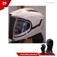 TERBARU ZEUS HELMET ZS 613C WHITE DOUBLE VISOR MODULAR OVER HELM ZEUS