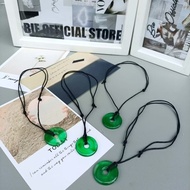 HIJAU JADE PENDANT NECKLACE KOREAN PENDANT NECKLACE/ BLACK GREEN JADE ROPE NECKLACE/ JADE NECKLACE