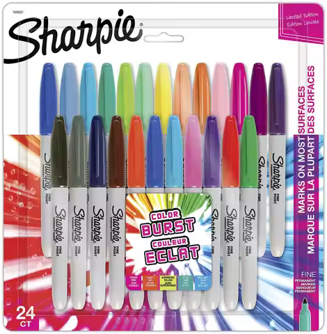 Sharpie Color Burst Permanent Markers Fine Point Assorted Pack of 24 1949557