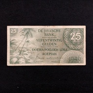Uang Kuno 25 Gulden Federal De Javasche Bank Tahun 1946 - PNG 000762