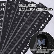 Bosman Hollow Nail Templates, Hollow Grid Butterfly Long Nail Stickers, DIY Nail Art Printing Decora