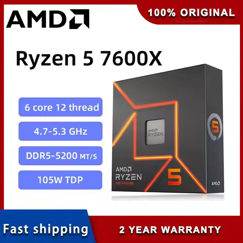 AMD RYZEN 5 7600X Brand New CPU Gaming Processor AMD R5 7600X 6-Core 12-Thread 5nm 38M Socket AM5 Wi