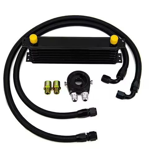 Universal 7 Rows Oil Cooler Kit AN10 Transmission Oil Cooler Kit Oil Filter Adapter With Nylon Stain