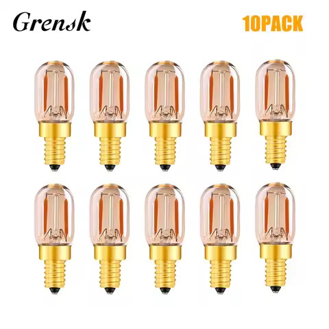 10pcs Vintage LED Filament Bulb T22 1W E14 Amber Glass Warm White Incandescent 10 Watt Equivalent Fr