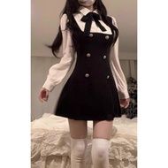 College French Fake Two Pieces Dress Sweet Princess Braces Skirt