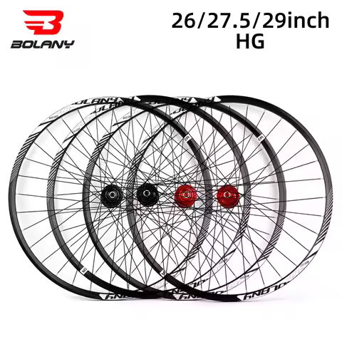 BOLANY MTB Wheelset 26/27.5/29 Inch Quick Release 32H HG Double Rim Mountain Bike Disc Brake Wheelse