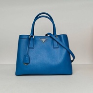 PRADA Galleria殺手包大號藍色牛皮肩背包