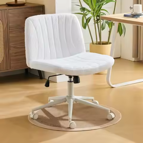 Criss Cross Chair Armless Desk Chair With Wheels Cross Legged Office SwivelChair Wide Adjustable Com