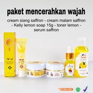 Paket mencerahkan wajah cream saffron siang & malam + kely lemon soap 15gr + toner extra lemon + ser