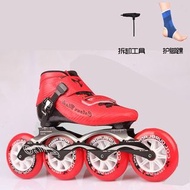 成人專業競速碳纖維直排輪鞋-紅色-40號（適合39號穿）