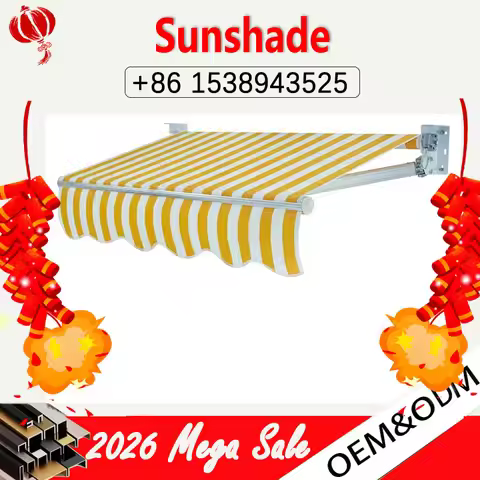 Outdoor retractable awning, rainproof balcony shelter, aluminum alloy, folding and collapsible, pati