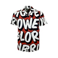 Hybrid Shirt Men  ไฮบริดเสื้อเชิ๊ตผู้ชายแขนสั้น สีแดง (Red) MSS-470RD เสื้อฮาวาย เสื้อเชิ้ตแขนสั้น