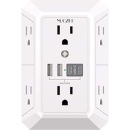 Outlet Extender Surge Protector - NUOZHI 6 Outlet Splitter with 4 USB Ports(2 USB-C), Multi Plug Wal