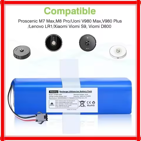 Rechargeable 14.4V 12800mAh Replacement Li-ion Battery Pack ,for XiaoMi Lydsto R1, Viomi S9, Proscen