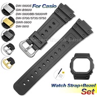 Silicone Watch Strap+ Bezel Set for Casio DW-5600E/BB/HR DW5700/5735/5750 GW-B5600 GWX-5600 Resin Ru