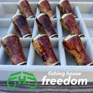 [FHF/fishing house freedom] Wood Handle Knob Round Shape S Rank "Karin" (Padouk) Red and White Burl 