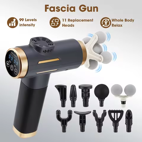11-IN-1 Electric Massage Gun 99 Level Powerful Fascia Gun High-Frequency Vibration Body Massage Gun 