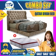 [FREE GIFT RM159 KING KOIL PILLOW ]  [Combo Bed Set] Bedframe &amp; Mattress, Fabric Qatar Foundation Divan + 10 Inches Chiropractic Spring Mattress / Solid Divan Bed / Bedframe / Katil Hotel / 5 Star Hotel Bed - Single / Super Single / Queen / King Size