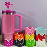 3PCS /set Bow Straw Cover Caps 10mm Reusable Toppers Protective Silicone 7.5cm Bowtie Boot Sleeve Co