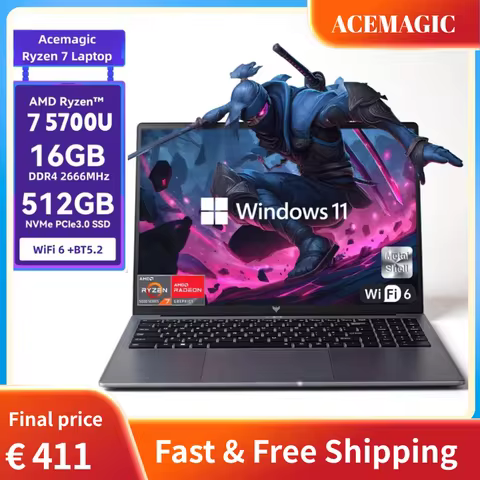 ACEMAGIC 15.6" Light Gaming Laptop AMD Ryzen 7 5700U Laptop 8 Cores 16GB DDR4 RAM 512GB SSD Full HD 