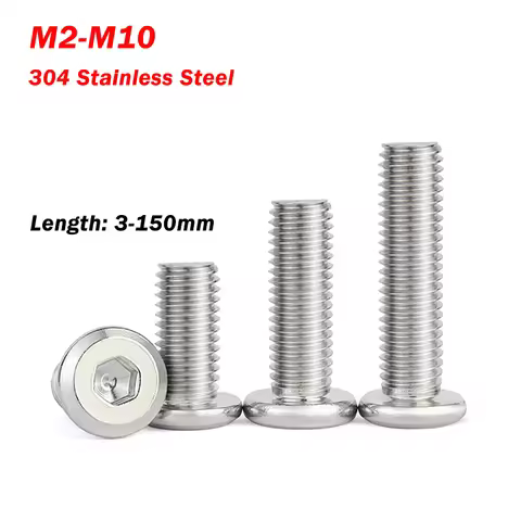 304 A2 Stainless Steel M2 M2.5 M3 M4 M5 M6 M8 M10 Flat Hex Hexagon Socket Allen Head Connect Joint B