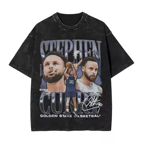 Men Women's T Shirt Stephen Curry Washed T-Shirts Harajuku Basketball Star Summer Tees Y2K Retro Pri