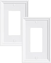 TREEWELL 2-Pack Decorator Outlet Cover Plate, White Decorative Switch Plates and Outlet Covers, Natu