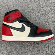U9AT Pure Original Real Shot Top Layer Leather Ready Stock Air Jordan 1 mid "bred toe" High-Top Blac