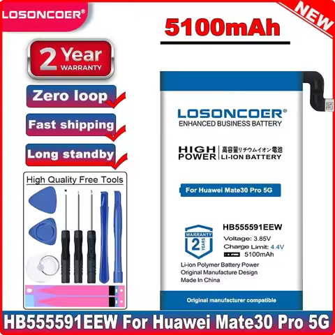 LOSONCOER 5100mAh HB555591EEW Mobile Phone Batteries For Huawei Mate 30 Pro Mate30Pro Mate 30 Pro 5G