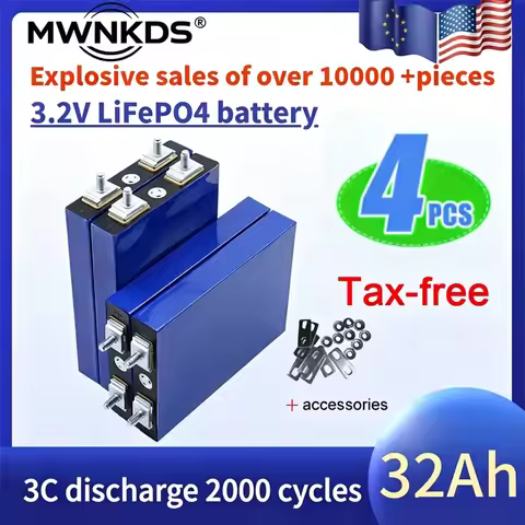 4pcs 3.2V 32Ah Lifepo4 Batteries 4S 12.8V 30ah 3C 5C Lithium Iron Phosphate Battery Pack Solar Motor