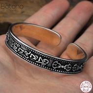 2020 S925เงินสเตอร์ลิงกำไลกำไลข้อมือแบบหนีบล็อคสำหรับผู้หญิงผู้ชาย Om Mani Padme Hum กำไลเปิดเครื่อง