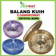 Balang Kuih Raya Crystal Bowl 6 Compartment With Lid Air Tight/Set Used Kuih Raya Airtight Cover Crystal Bowl