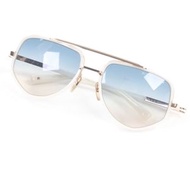 狀況極佳的DITA DTS463 MACH-X 雙梁太陽眼鏡，白色鏡框，粉金和藍色漸變鏡片，尺寸 55□20-127，帶盒子和眼鏡盒，日本製造。