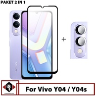 LAYAR 2 IN 1 Vivo Y04 / Y04S Screen Tempered Glass Package Free Camera Glass Lens