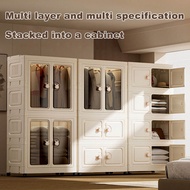 L65cm2-4 Layers Wardrobe Large Capacity Hanging With Drawer Storage Clothes Cabinet