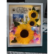 Shadow Box Display Frame With Fuzzy Wire Flower