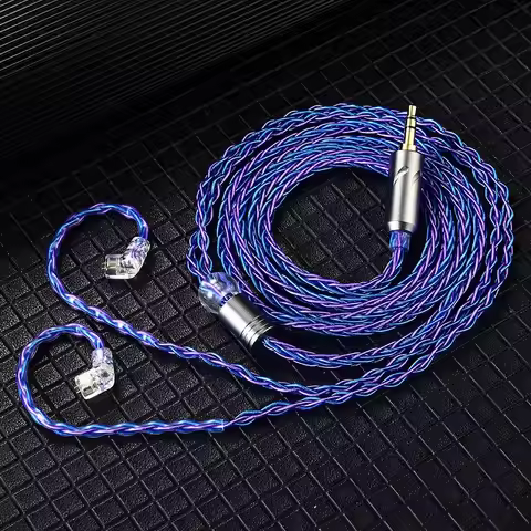 QKZ T1 200-core TC silver-plated HiFi headphone upgrade cable, 3.5mm/2-pin connector, compatible wit