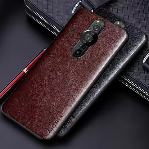 Luxury PU leather Case for Sony Xperia Pro I coque Business solid color design phone cover for sony 