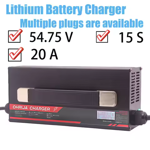 54.75V 20A LiFeP04 Battery Charger High power Aluminum Shell OLED Displa Suitable 15S 48V Battery Fa