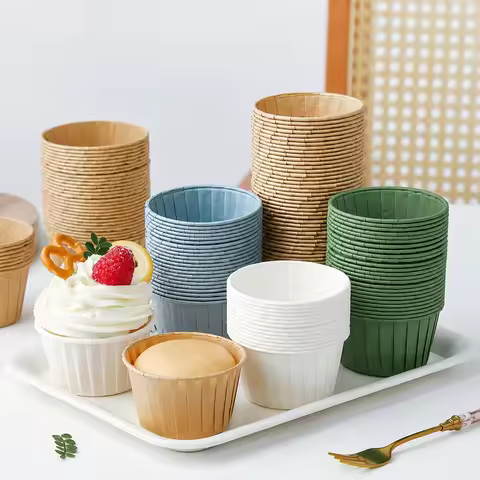 50pcs Oil-proof Pine Cake Cupcake Liner Cupcake Packaging Wedding Birthday Party Dessert Packaging