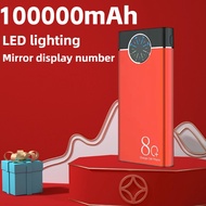 100000mAh PowerBank Clock Mirror Display Digital Power Bank Multi -Convenient USB Interface LED Ligh