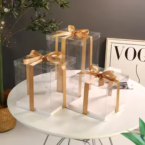 Transparent Packaging Box Birthday Cake Packaging Wrapping Boxes Sweets Bakery Dessert Gift Boxes Fa