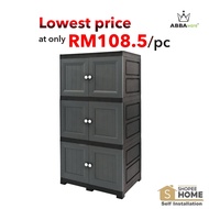 Abbaware Wardrobe Wooden Modern grey/ Almari Baju/ Storage Cabinet/ Drawer Cabinet