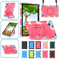 Shockproof Kids Case For Samsung Galaxy TAB A 8.0 2019 T290/T295/T297 TAB A 10.1 2019 T510/T515 TAB A7 10.4 2020 T500/T505/507 TAB A8 10.5 2021 X200/X205 Silicone+PC 360 Rotating Handle Heavy-duty Anti-drop Tablet Protective Case Cover with shoulder strap