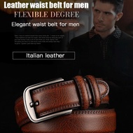 Genuine Leather Needle Buckle Belt for Men in Brown Color