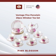 Vantage Fine Porcelain Pink Blossom (F34) Windsor Tea Set with Gold Lining (20pcs Tableware)