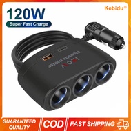 (Local stock) 120W Car Charger Splitter 12V 24V Multiple USB PD Socket Car Charger Fast Charger Adap