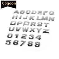 C5GOON 1Pc DIY 3D Metallic Alphabet Sticker Car Emblem Letter Silver Badge Decal (A-Z&0-9) E1G4